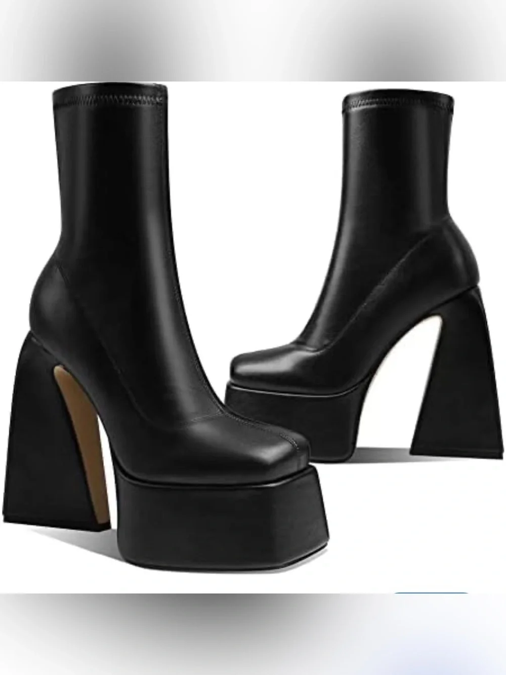Peachy Black Platform Ankle Boots Women’s Size 9 Vegan Leather Goth Chunky Heel